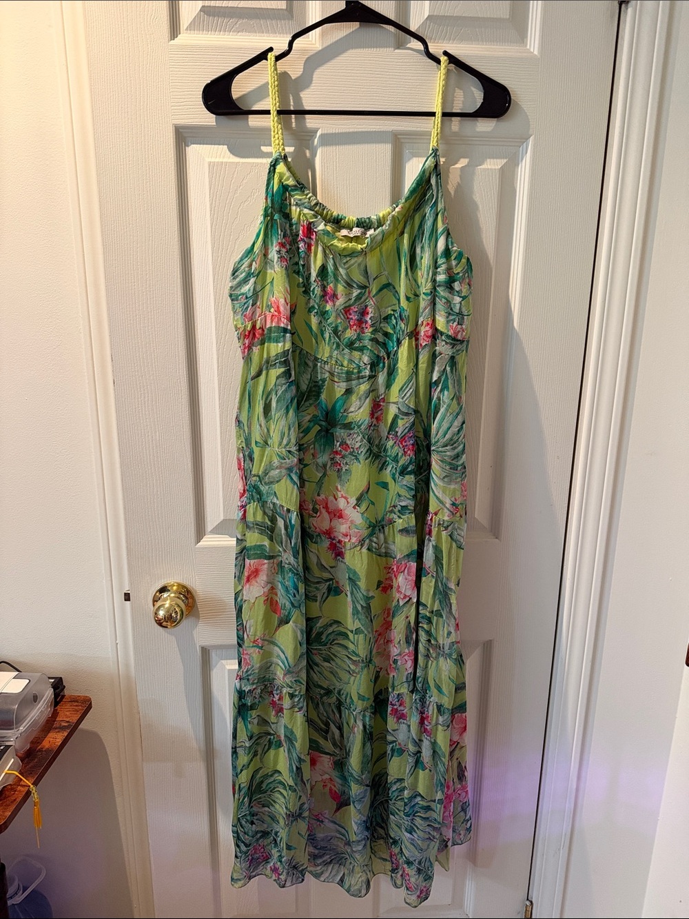 95 - Green Tropical Print Maxi Dress - Unbranded